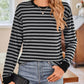 Striped Round Neck Long Sleeve T-Shirt