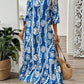 Printed Notched Half Sleeve Maxi Dress