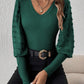 Swiss Dot V-Neck Long Sleeve Top