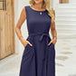 FULL SIZE Tied Round Neck Sleeveless Dress