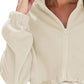 Drawstring Zip Up Dropped Shoulder Outerwear Jacket