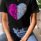 Full Size Heart Sequin Round Neck Short Sleeve T-Shirt