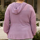 Plus Size Waffle Knit Drawstring Half Button Hooded Knit Top