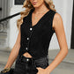 V-Neck Button Down Denim Vest