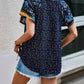 Printed Tie Neck Short Sleeve Blouse