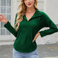 Texture Collared Neck Long Sleeve Blouse