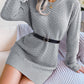 Round Neck Long Sleeve Mini Sweater Dress