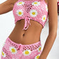 Flower Cutout Wide Strap Two-Piece Cover Up
