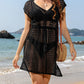 Openwork V-Neck Cap Sleeve Cover-Up