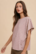 Annie Wear Checkered Round Neck Short Sleeve T-Shirt *