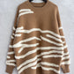 Contrast Round Neck Long Sleeve Sweater