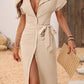Tied Button Up Short Sleeve Dress
