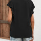 Full Size Ruffled Notched Cap Sleeve T-Shirt