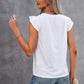 Ruffled Round Neck Cap Sleeve T-Shirt