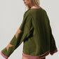 Double Take Star Patched Long Sleeve Sweatshirt