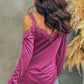 Lace Detail Cold Shoulder Long Sleeve T-Shirt