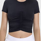 Ruched Round Neck Short Sleeve Active T-Shirt
