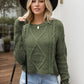 Cable-Knit Round Neck Dropped Shoulder Sweater