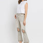 Lovervet Distressed Raw Hem Cropped Flare Jeans