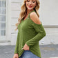 Ribbed Cold Shoulder Long Sleeve Top