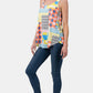 Zenana Printed Round Neck Orange Curved Hem Tank
