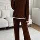 Contrast Trim Round Neck Top and Pants Set
