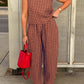 Lovelet Plaid Round Neck Sleeveless Top and Pants Set