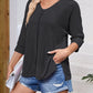 Full Size Textured Round Neck Three-Quarter Sleeve Blouse