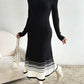 Contrast Mock Neck Long Sleeve Sweater Dress