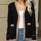 Contrast Trim Button Up Long Sleeve Cardigan