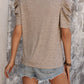 Lace Detail Round Neck Puff Sleeve Blouse