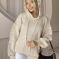 Drawstring Fringe Hem Long Sleeve Hooded Sweater