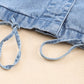 Drawstring Snap Down Denim Jacket with Chest Pockets