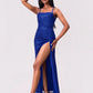 Slit Sequin Square Neck Spaghetti Strap Dress