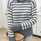 Striped Collared Neck Long Sleeve Sweater