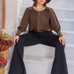 Plus Size Lace Detail Round Neck Long Sleeve Blouse