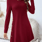 Round Neck Long Sleeve Mini Dress with Pockets
