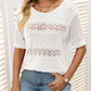 Openwork Round Neck Half Sleeve Knit Top