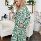 Double Take Full Size Printed Ruched Balloon Sleeve Dress