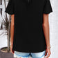 Swiss Dot Smocked Round Neck Short Sleeve Blouse