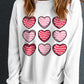Valentine's Day Heart White Round Neck Long Sleeve Sweatshirt