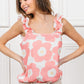 BiBi Floral Waffle Ruffled Coral Tank - Brand BiBi