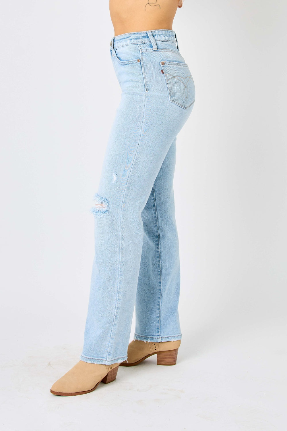Judy Blue Full Size High Waist Distressed Straight Jeans *