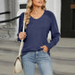 Full Size V-Neck Lantern Sleeve T-Shirt