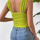 Full Size Textured Square Neck Wide Strap Tank