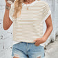 Lovelet Striped Round Neck Cap Sleeve Sweater