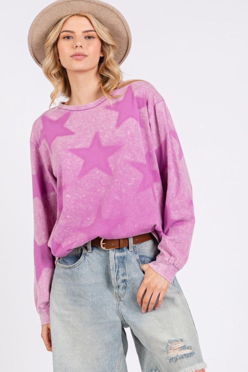 SAGE + FIG Mineral Wash Star Pattern T-Shirt *