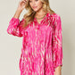 Double Take Full Size Printed Button Up Long Sleeve Shirt