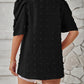 Full Size Swiss Dot Round Neck Short Sleeve Blouse