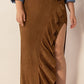 Plus Size Ruffled Slit High Rise Skirt